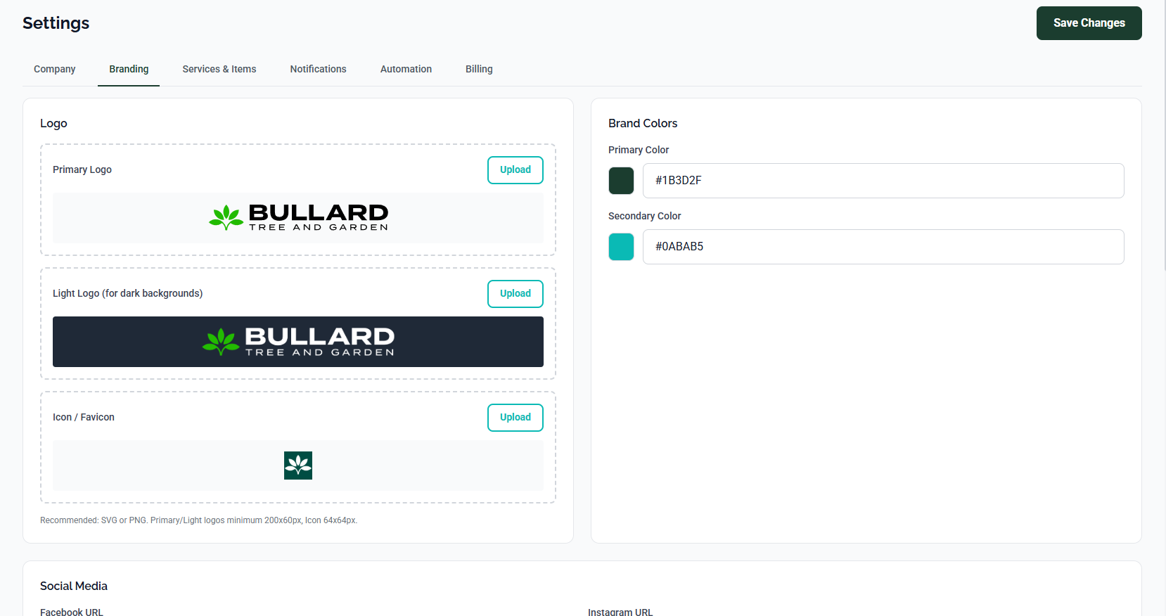 Arbor Dash white-label branding customization showing custom logo, colors, and domain configuration